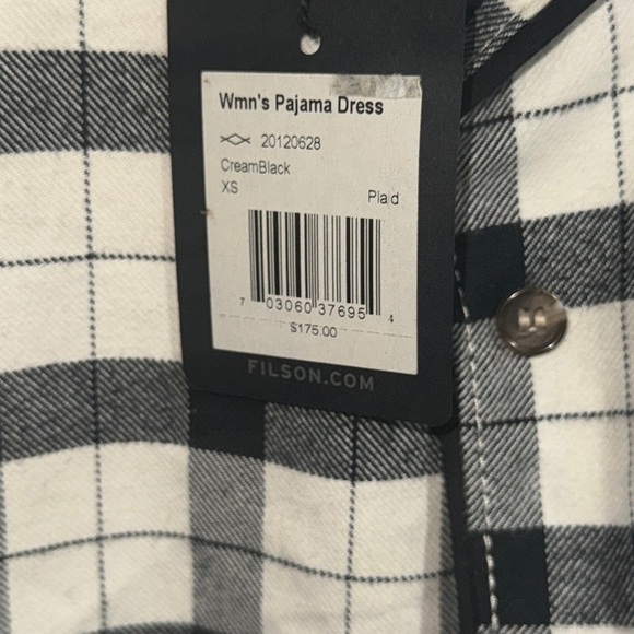 NWT Filson pajama dress xs black white/ cream check plaid - Picture 2 of 6